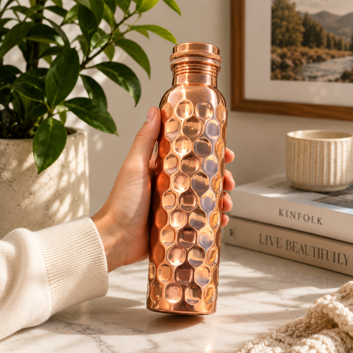 Honeycomb Finish Copper Bottle