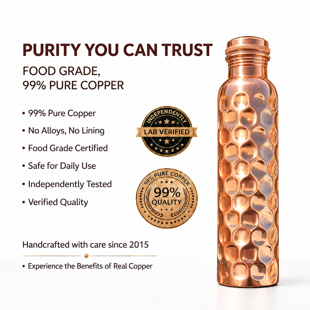 Honeycomb Finish Copper Bottle