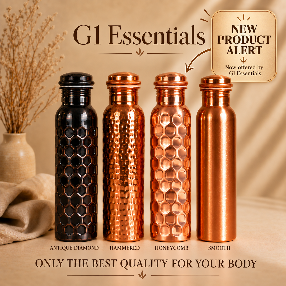 Smooth Finish Copper Bottle