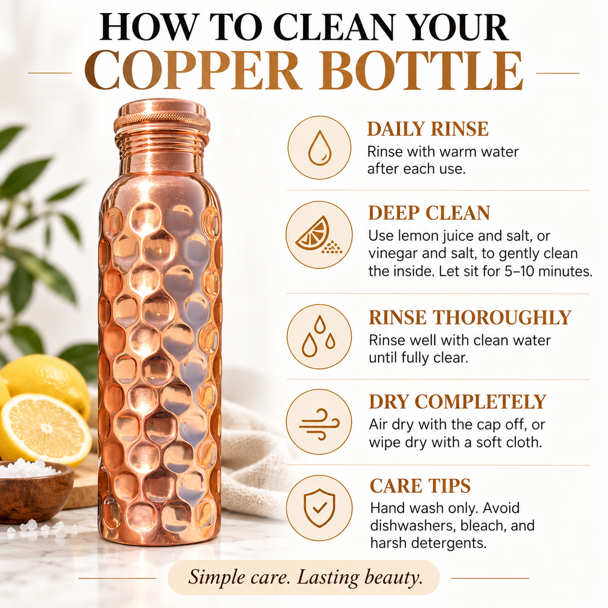 Honeycomb Finish Copper Bottle